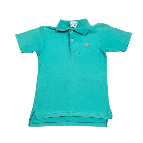 Vintage Lacoste Izod Polo T-Shirt Youth Boys Size 14‎ Turquoise Made in JAPAN - Picture 1 of 8